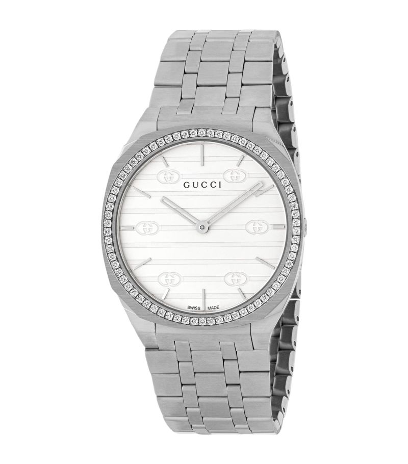 Gucci Gucci Stainless Steel And Diamond Gucci 25H Watch 34Mm