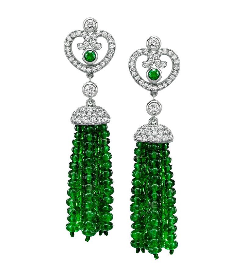 Fabergé Fabergé White Gold, Diamond and Emerald Imperial Impératrice Tassel Earrings