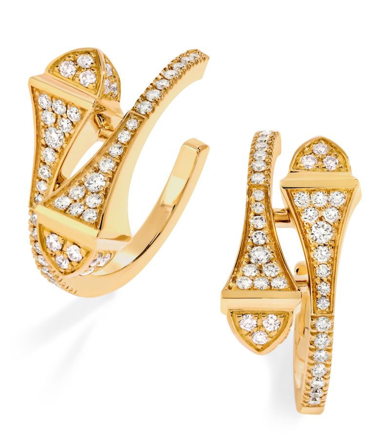  Marli New York Yellow Gold And Diamond Cleo Open Hoop Earrings