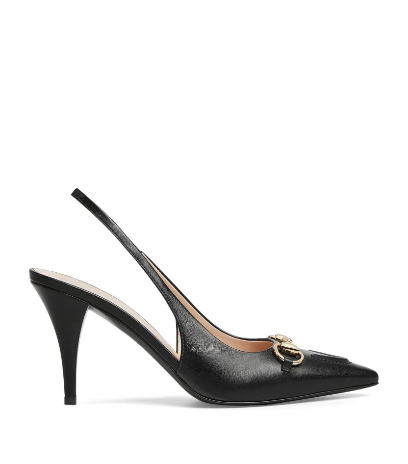 Gucci Gucci Leather Horsebit Slingback Pumps 85