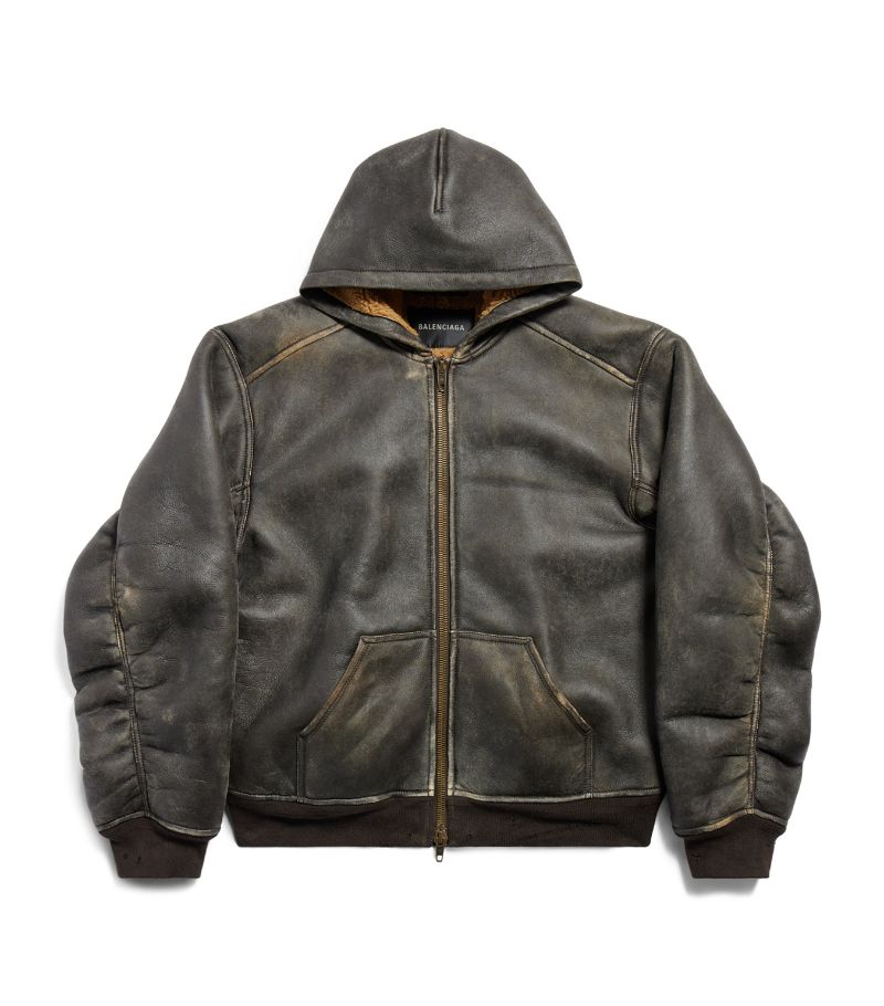 Balenciaga Balenciaga Oversized Hooded Leather Jacket