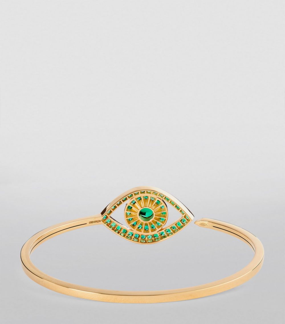 Netali Nissim Netali Nissim Yellow Gold, Emerald And Quartz Protected Bracelet