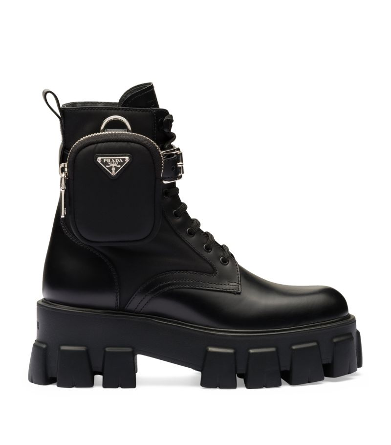 Prada Prada Monolith Lace-Up Boots with Pouch