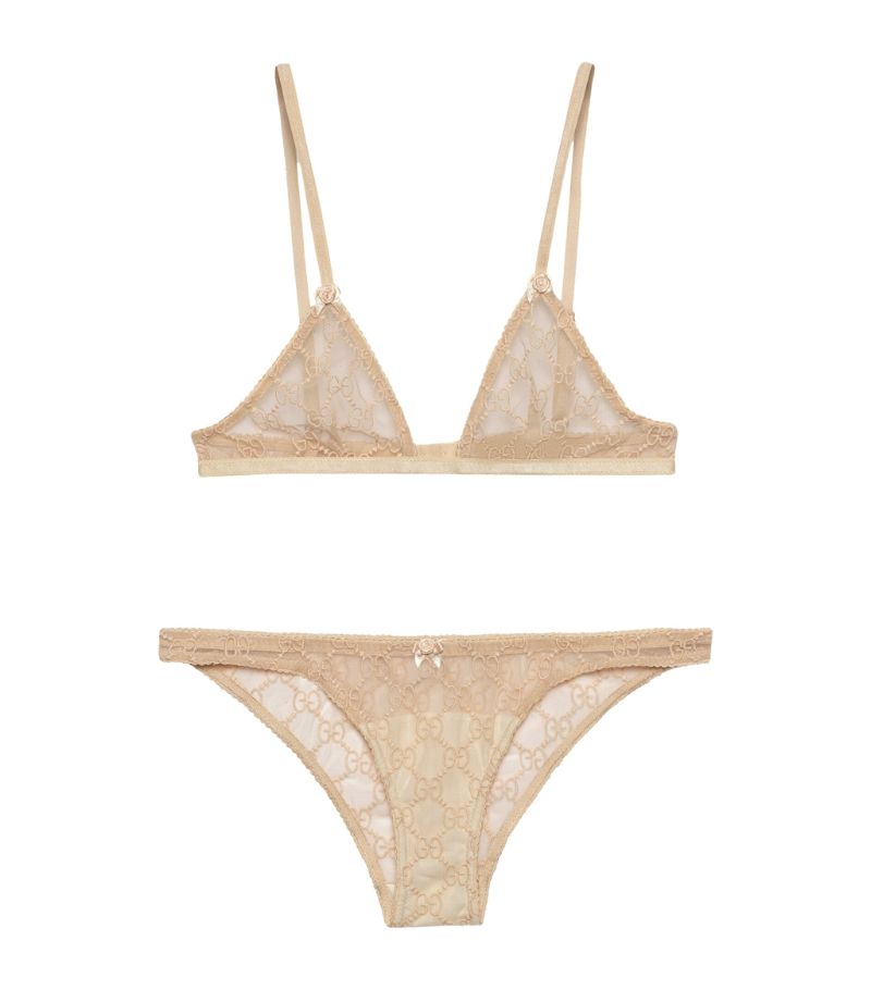 Gucci Gucci Embroidered Gg Lingerie Set