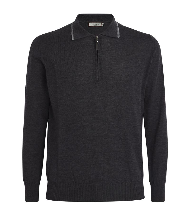 Canali Canali Wool Zipped Polo Shirt