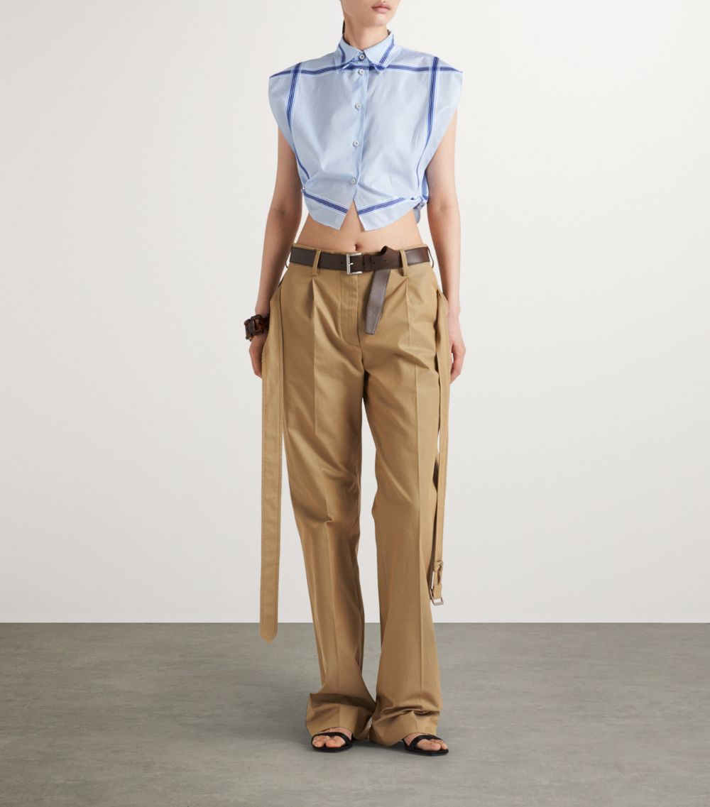 Prada Prada Cotton Twill Belt-Detail Trousers