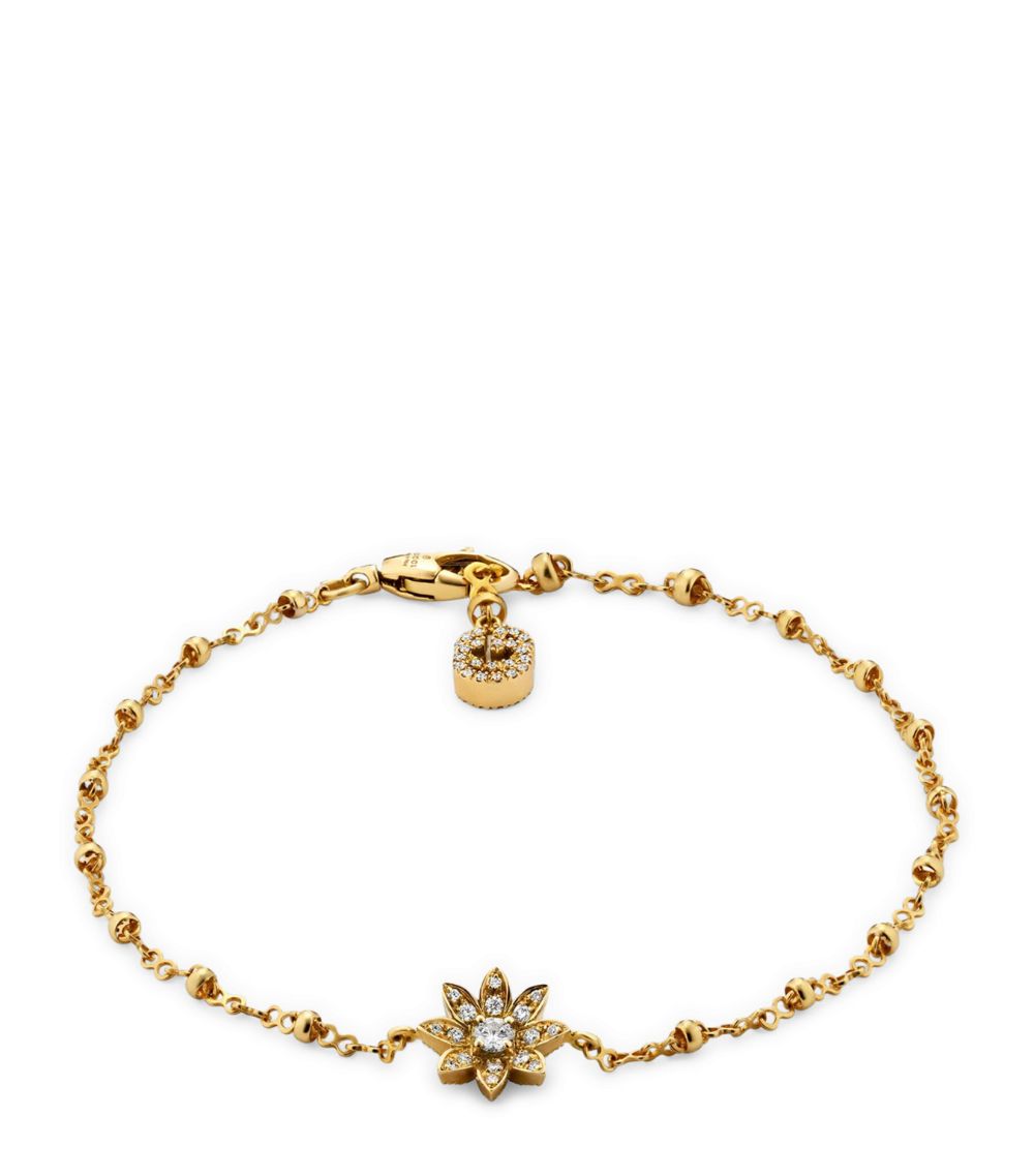 Gucci Gucci Yellow Gold And Diamond Flora Bracelet