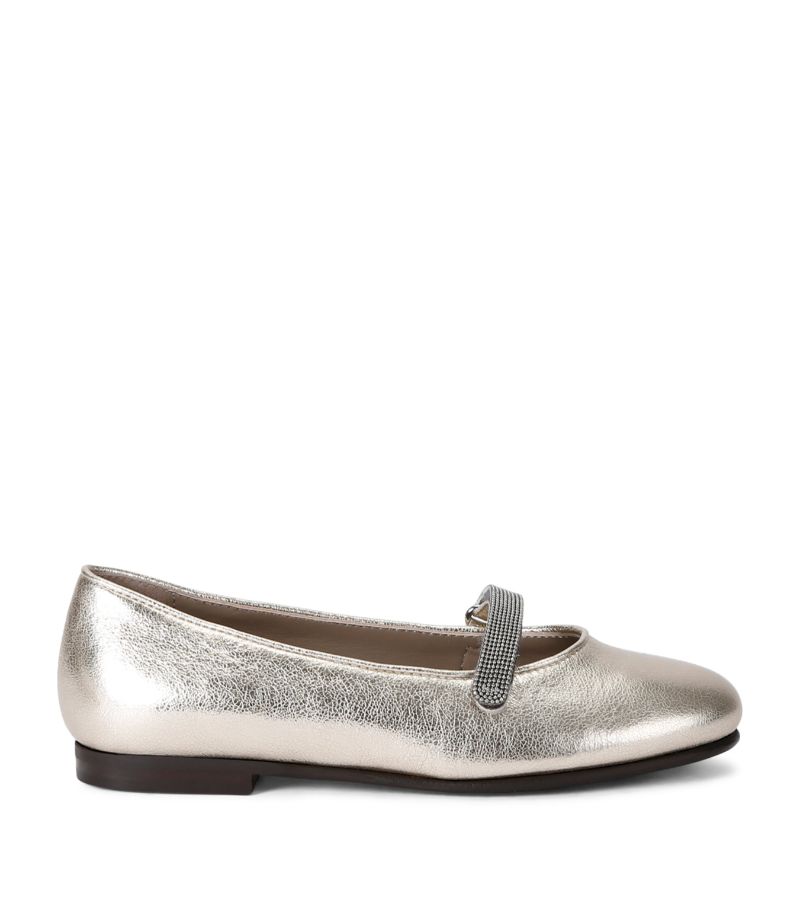 Brunello Cucinelli Kids Brunello Cucinelli Kids Leather Metallic Ballet Flats