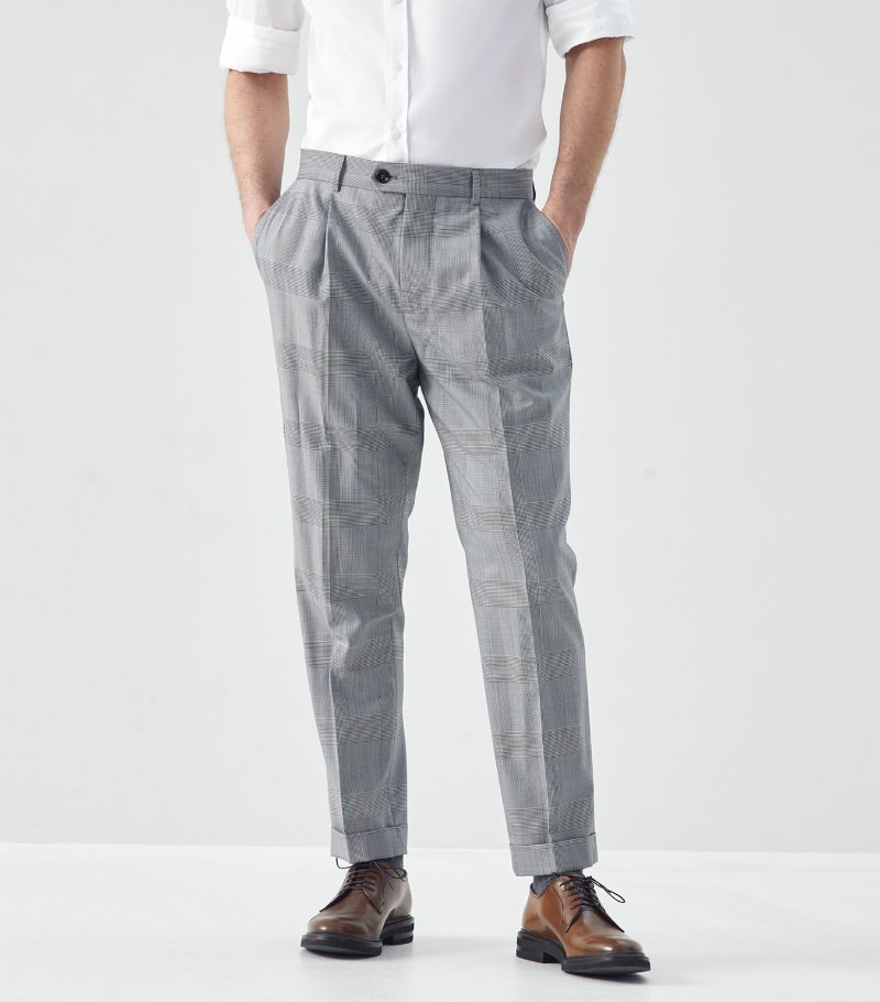 Brunello Cucinelli Brunello Cucinelli Virgin Wool Prince of Wales Check Trousers