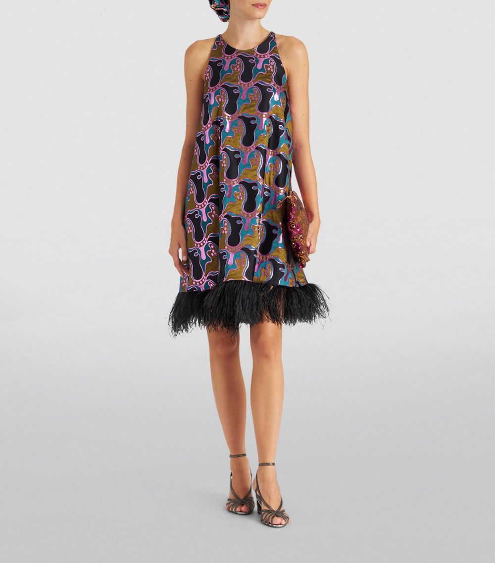 La Doublej La Doublej Feather-Trim La Fenice Mini Dress