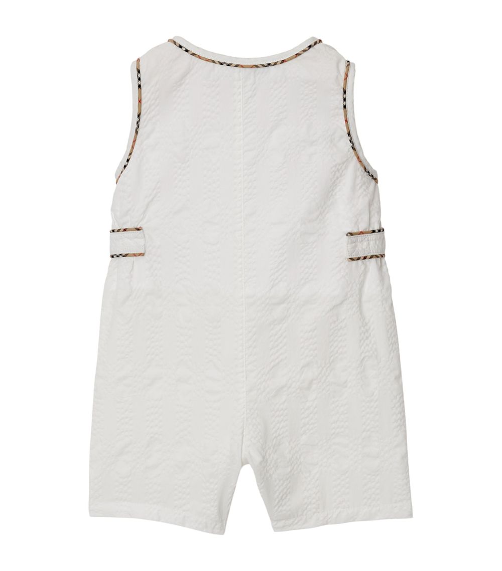 Burberry Burberry Kids Cotton Seersucker Playsuit And Hat Set (1-18 Months)