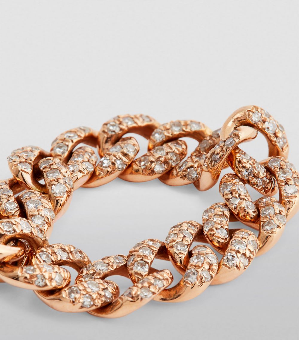 Shay SHAY Rose Gold and Diamond Mini Link Ring