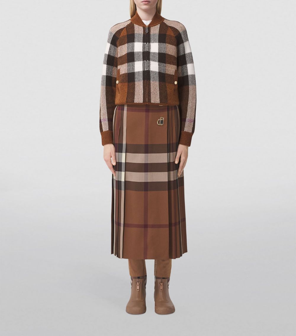 Burberry Burberry Wool-Cashmere Check Bomber Jacket