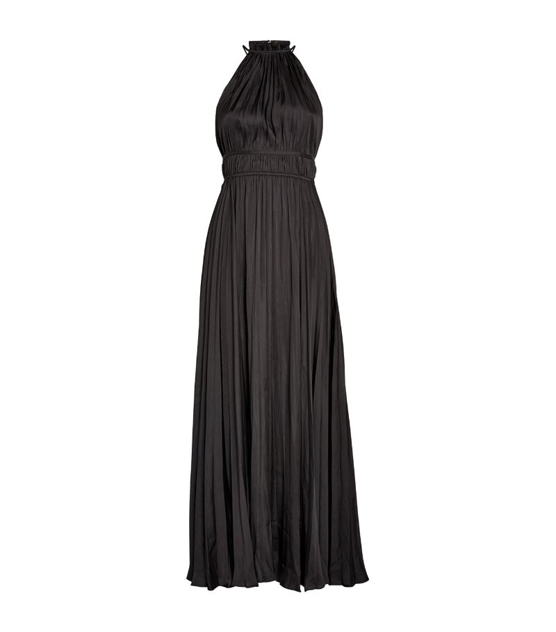  Maje Satin Pleated Maxi Dress