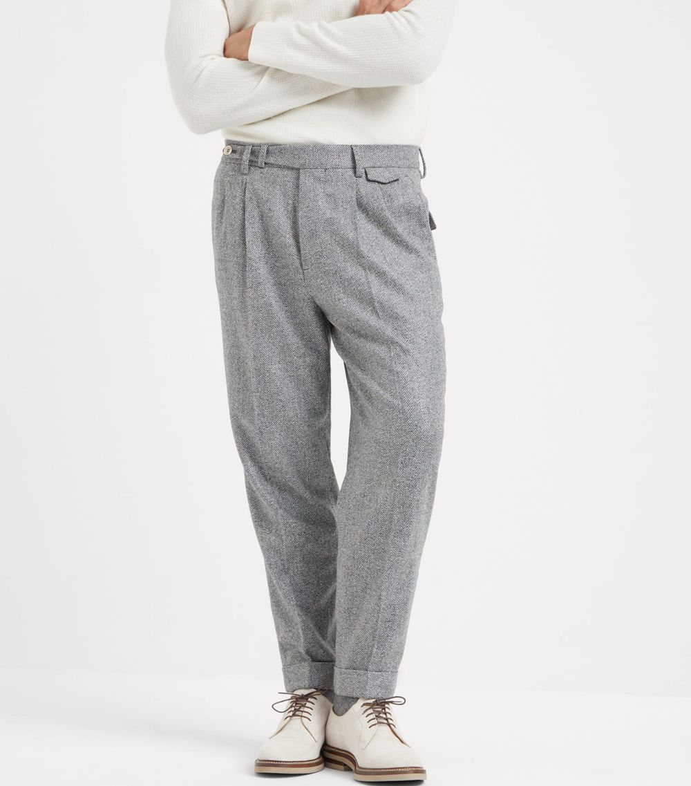 Brunello Cucinelli Brunello Cucinelli Chevron Leisure Fit Trousers