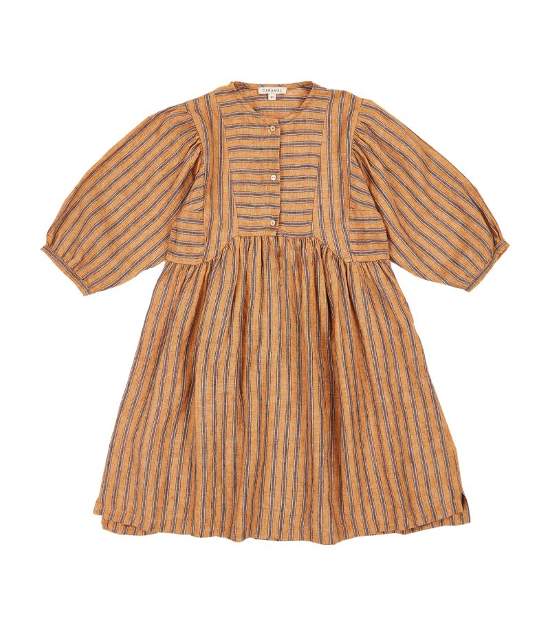 Caramel Caramel Linen Striped Yarrow Dress (3-12 Years)