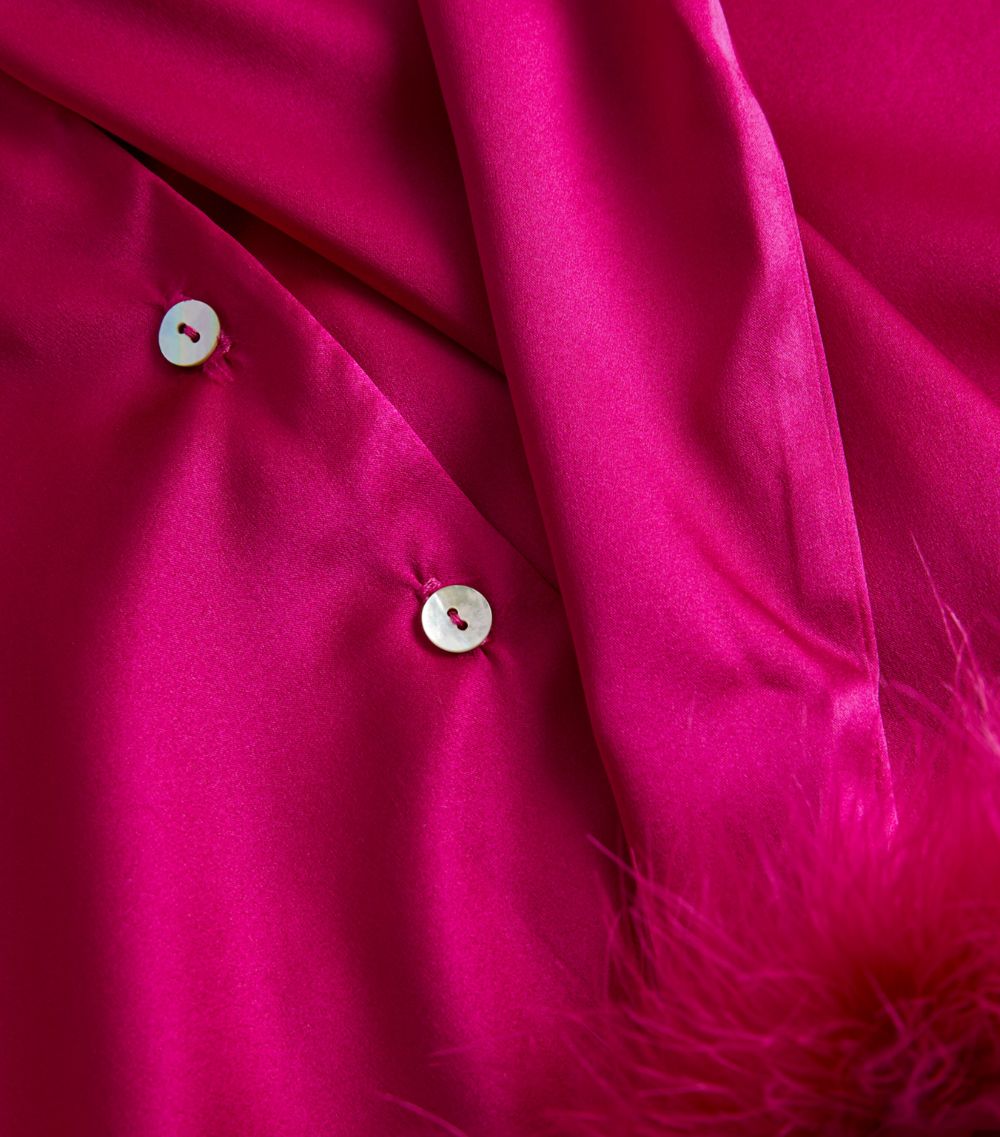 Gilda & Pearl Gilda & Pearl Silk Feather-Trim Kitty Pyjama Set