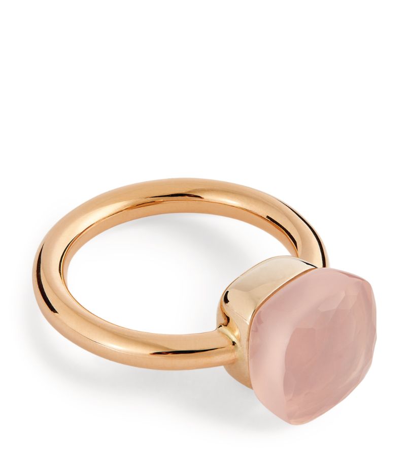 Pomellato Pomellato Mixed Gold and Pink Quartz Nudo Classic Ring