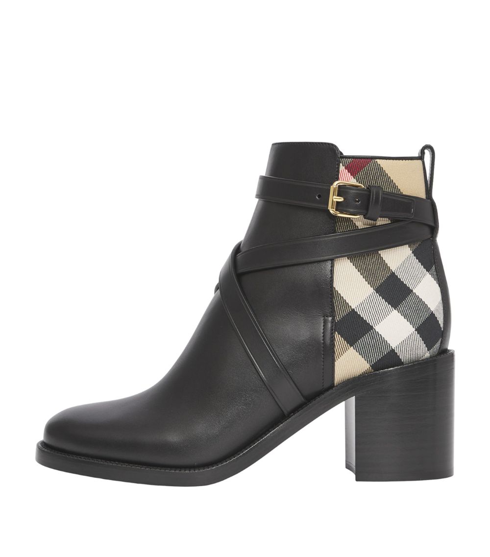 Burberry Burberry Leather Check Pryle Ankle Boots 70