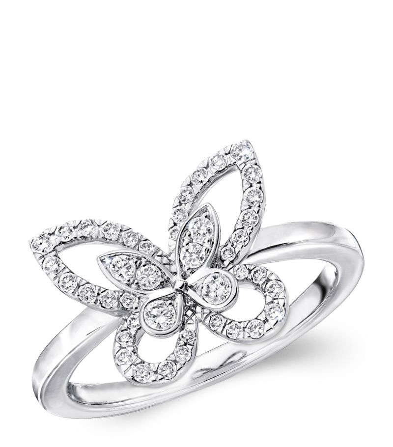 Graff Graff White Gold And Diamond Mini Butterfly Ring