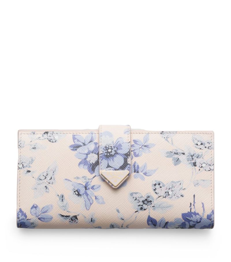 Prada Prada Leather Floral Print Bifold Wallet