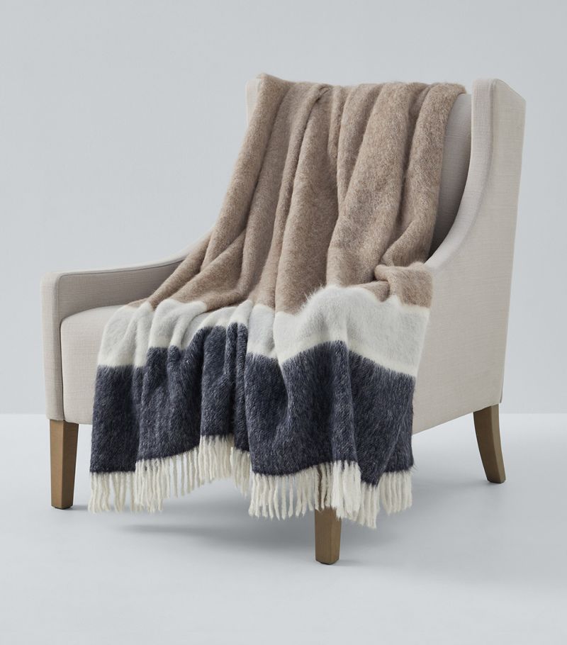 Brunello Cucinelli Brunello Cucinelli Alpaca and Wool Striped Throw (150cm x 200cm)