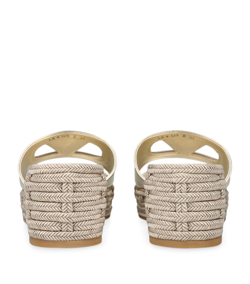 VALENTINO GARAVANI Valentino Garavani Leather Vlogo Espadrille Wedge Mules 60