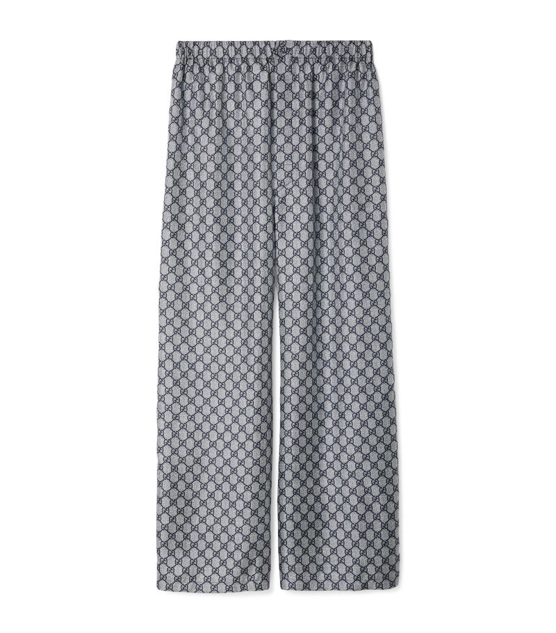 Gucci Gucci Silk Gg Wide-Leg Trousers