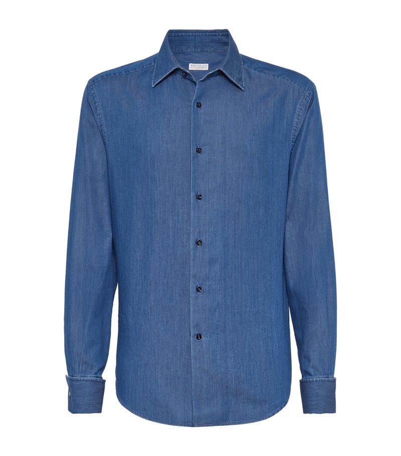 Brunello Cucinelli Brunello Cucinelli Denim Slim-Fit Tuxedo Shirt