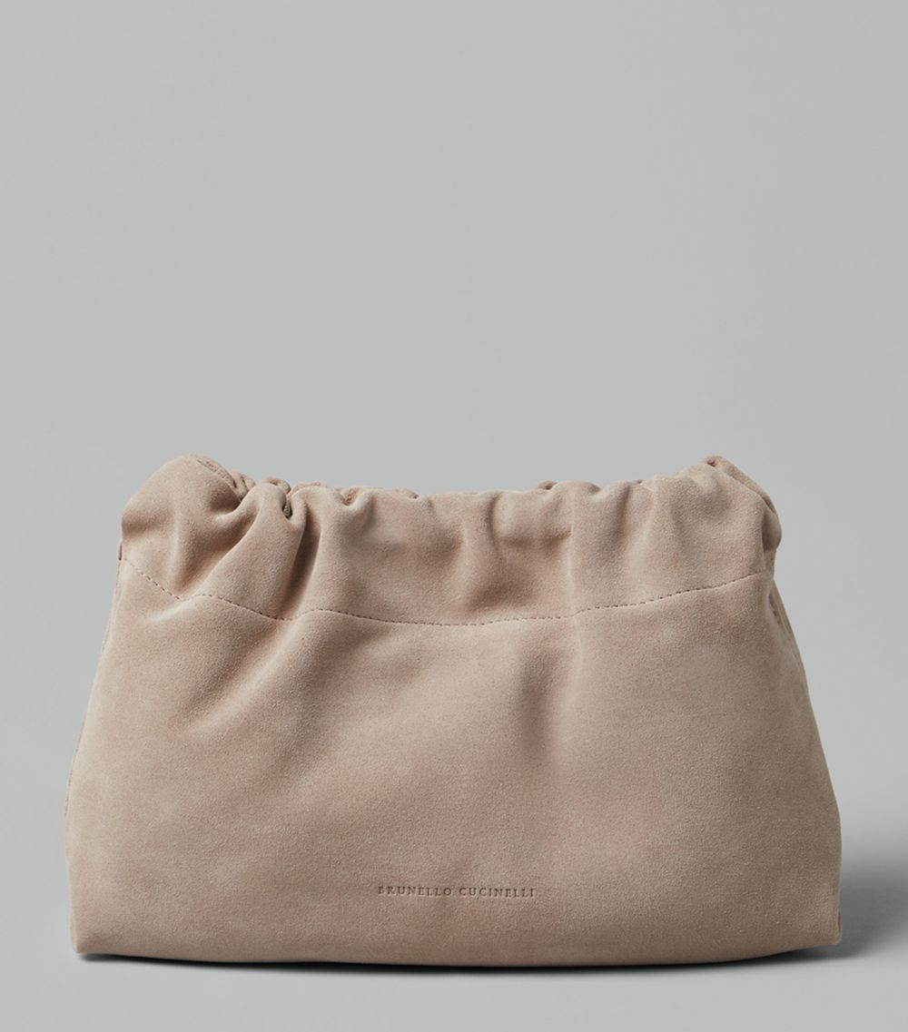 Brunello Cucinelli Brunello Cucinelli Suede Monili-Trim Shoulder Bag