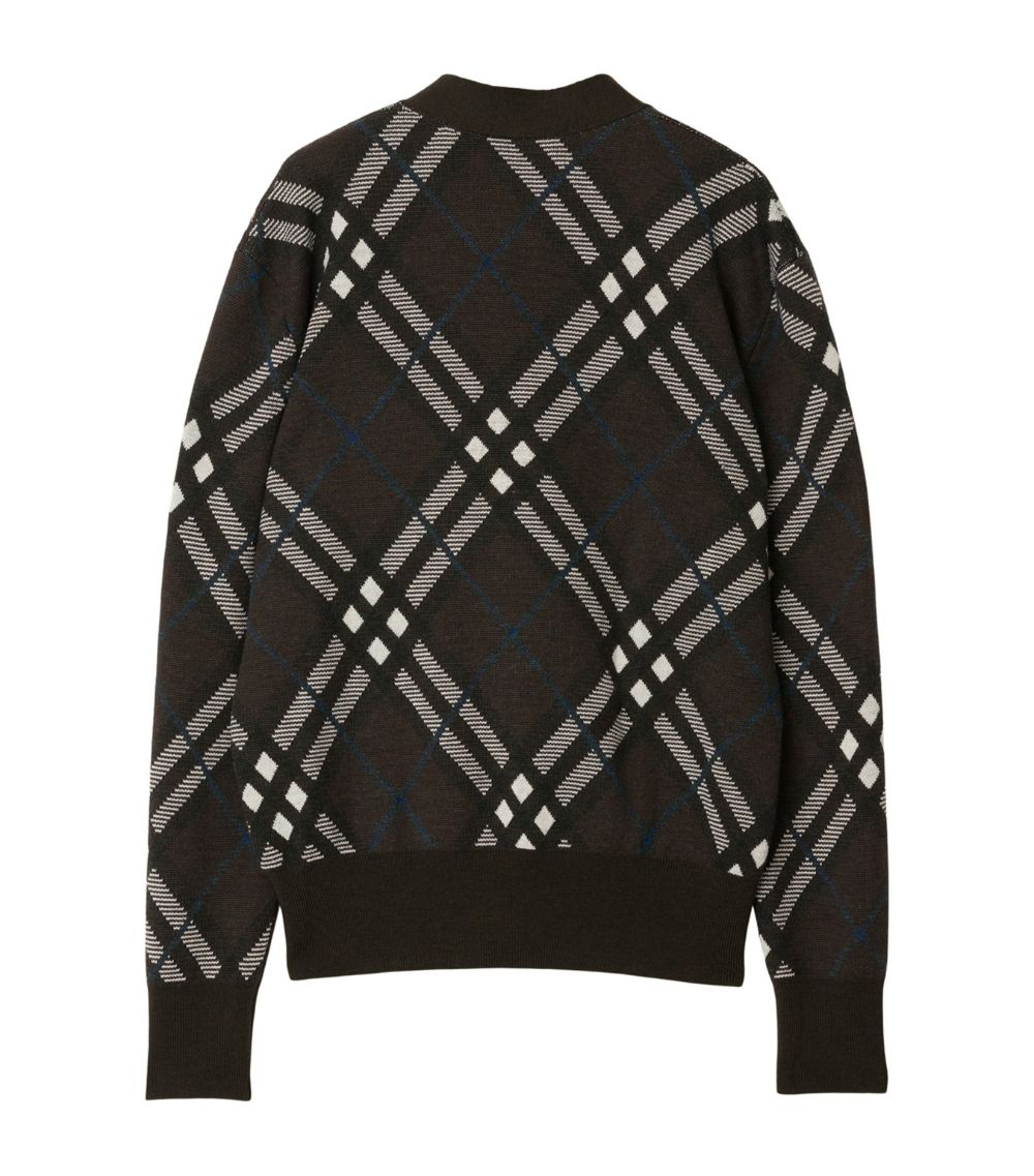 Burberry Burberry Wool-Mohair Blend Check Cardigan