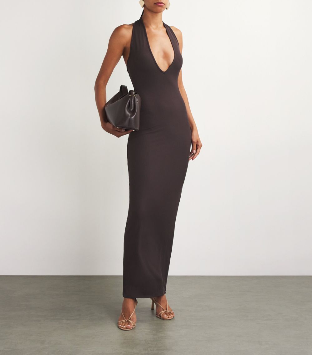 Skims Skims Soft Lounge Plunge Halterneck Maxi Dress