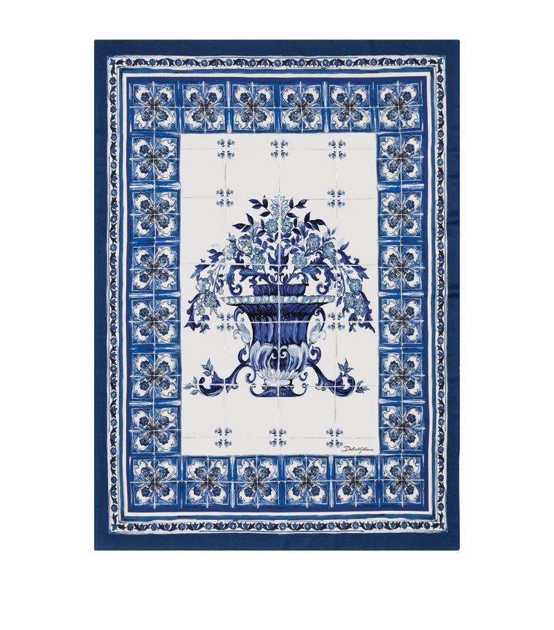  Dolce & Gabbana Casa Silk-Wool Blu Mediterraneo Throw (140Cm X 180Cm)