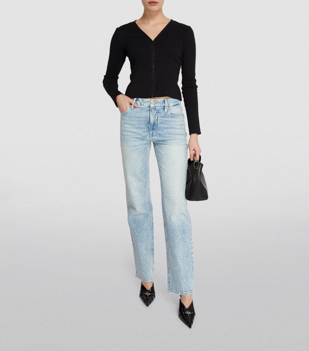 Good American Good American Embellished Icon Straight Jeans