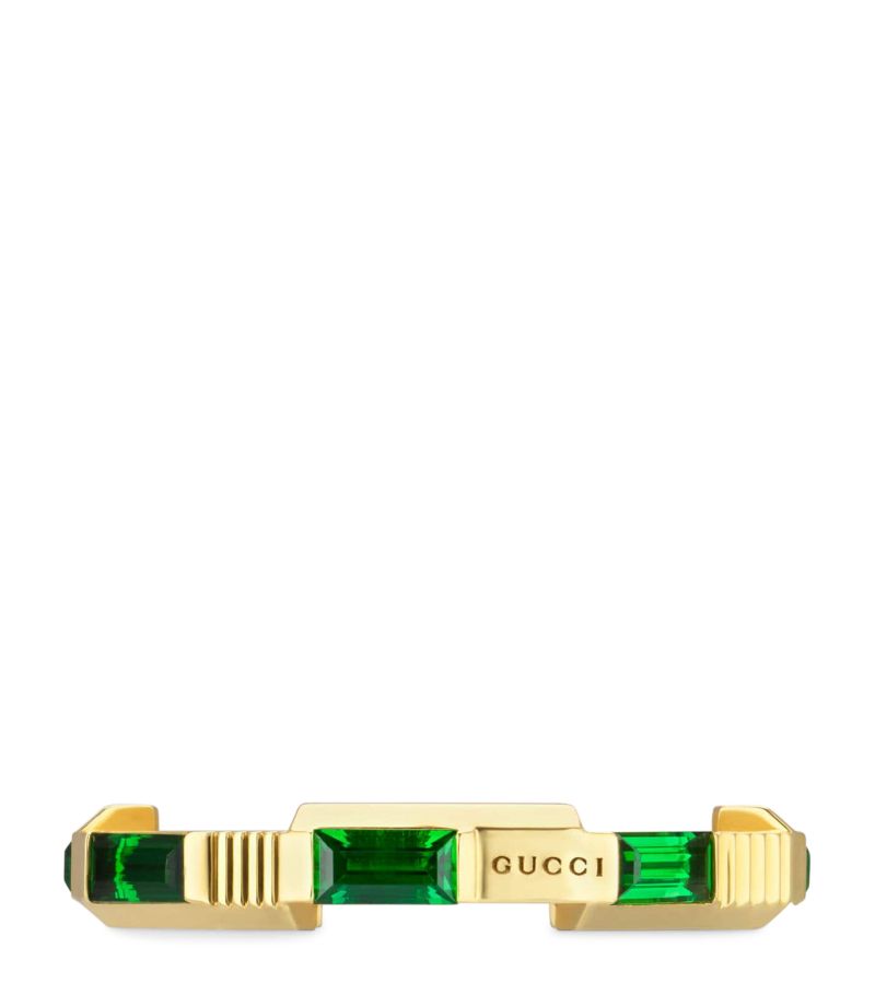 Gucci Gucci Yellow Gold And Tourmaline Link To Love Ring