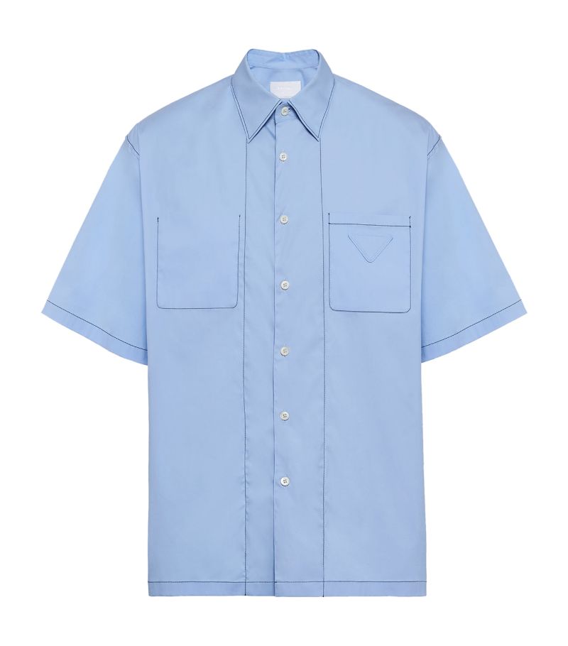 Prada Prada Stretch-Cotton Contrast-Stitch Shirt