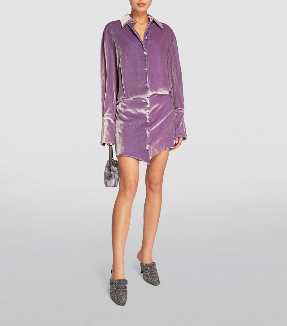 The Attico The Attico Velvet Silvye Mini Shirt Dress