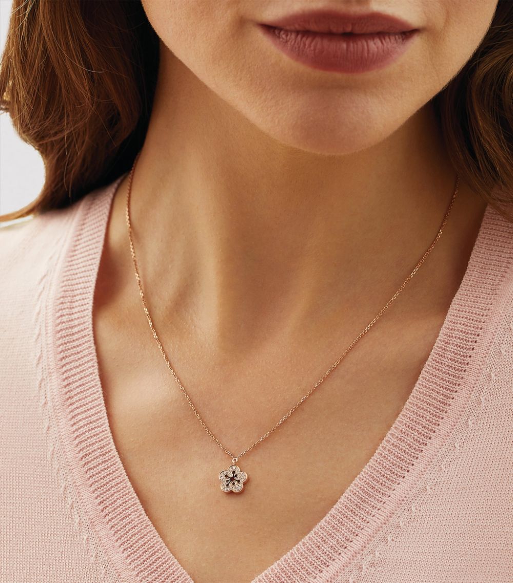 Boodles Boodles Rose Gold and Diamond Mini Blossom Pendant Necklace