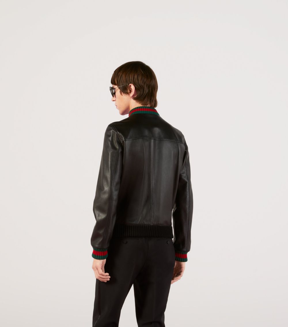 Gucci Gucci Leather Web Stripe Jacket