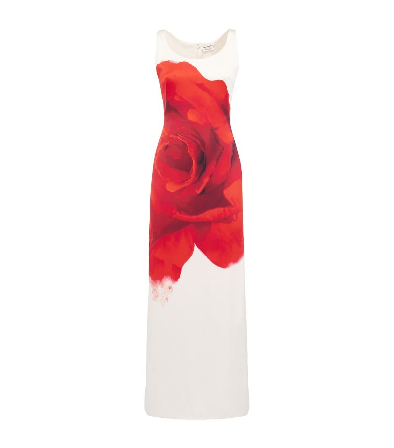 Alexander McQueen Alexander Mcqueen Silk Bleeding Rose Midi Dress