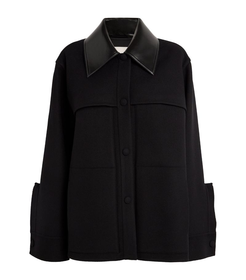 Jil Sander Jil Sander Wool Leather-Collar Overshirt