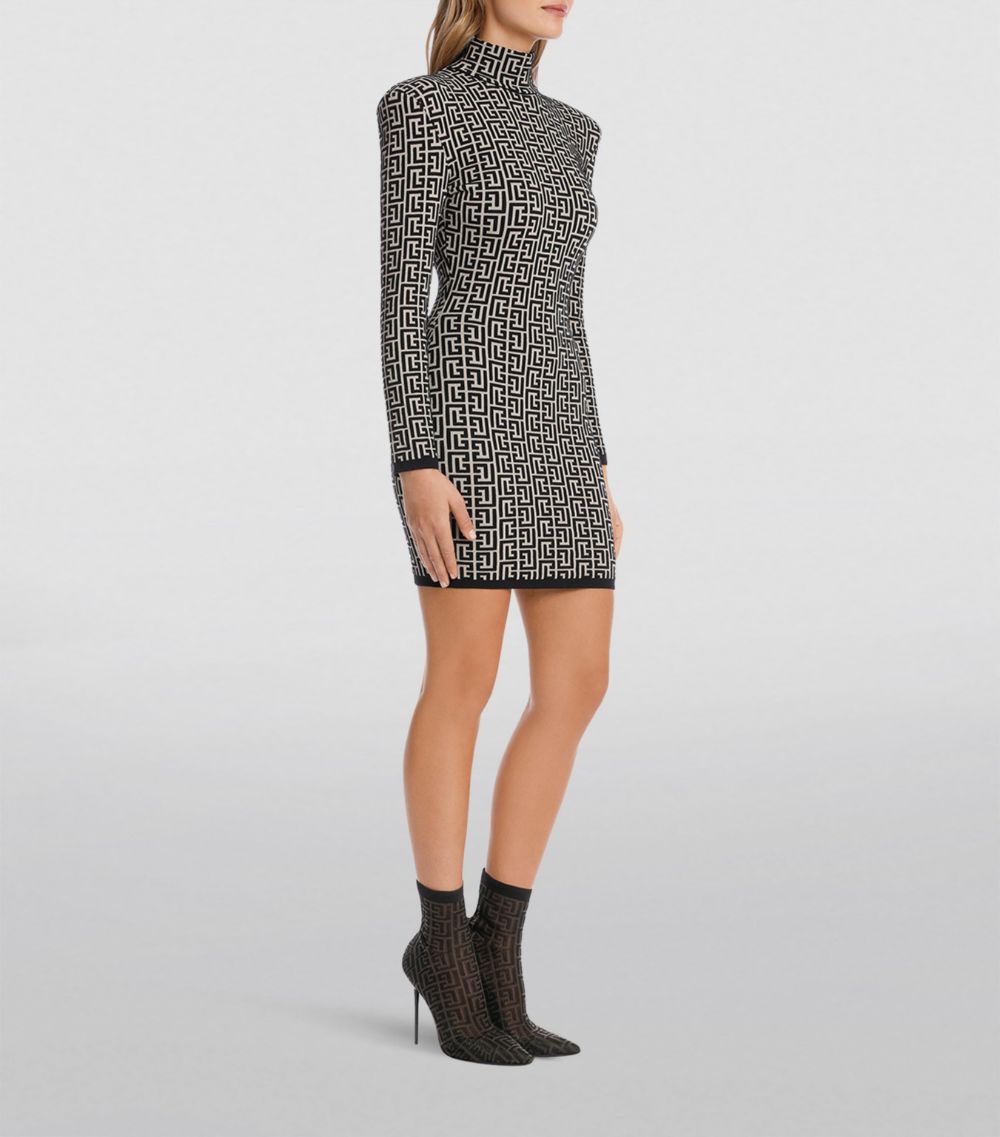 Balmain Balmain Knitted Monogram Mini Dress