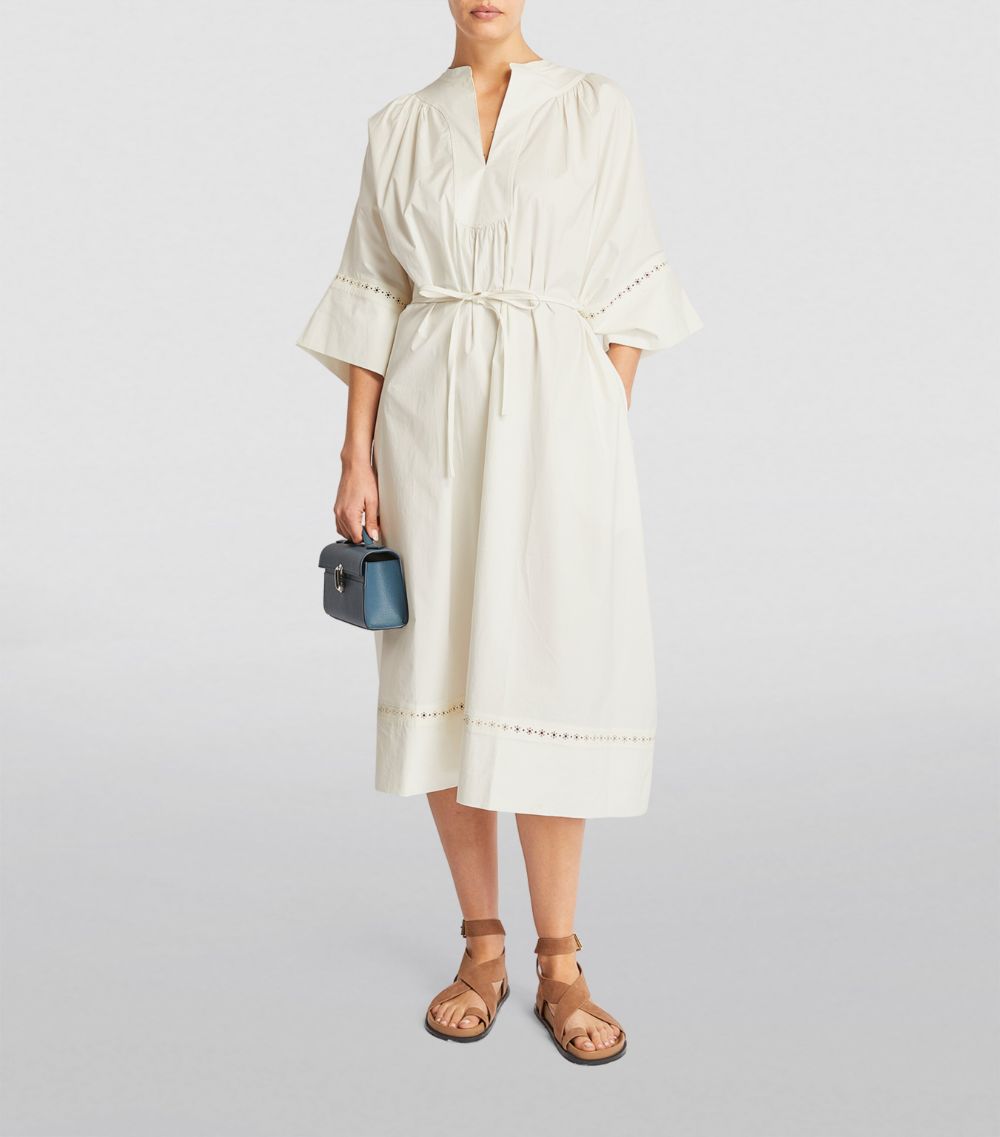 Yves Salomon Yves Salomon Cotton Poplin Leather-Trim Kaftan Dress