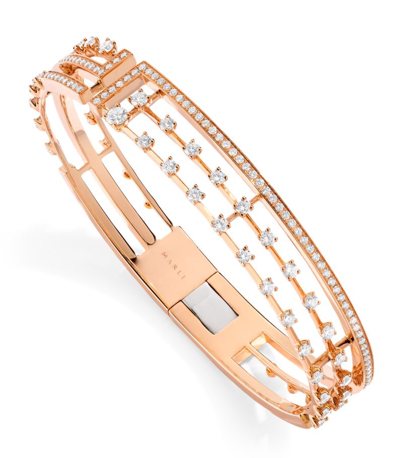  Marli New York Small Rose Gold And Diamond Avenues Bangle