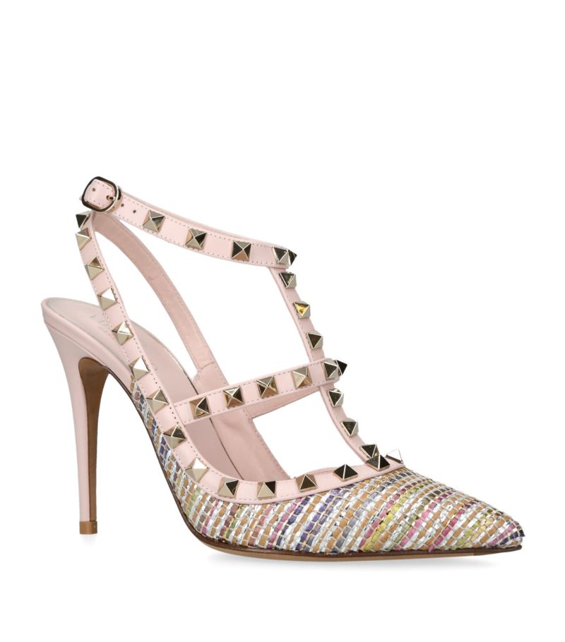 VALENTINO GARAVANI Valentino Garavani Raffia Rockstud Heels 100