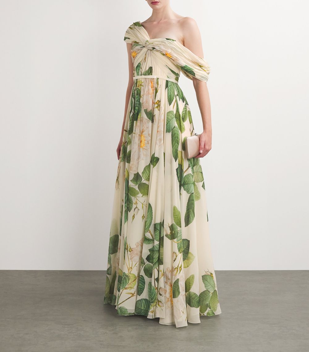 Giambattista Valli Giambattista Valli Silk Floral One-Shoulder Gown