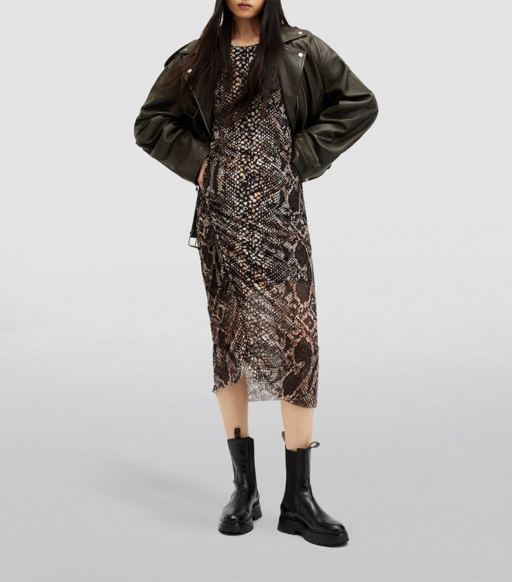 Allsaints Allsaints Snake Print Nora Midi Dress