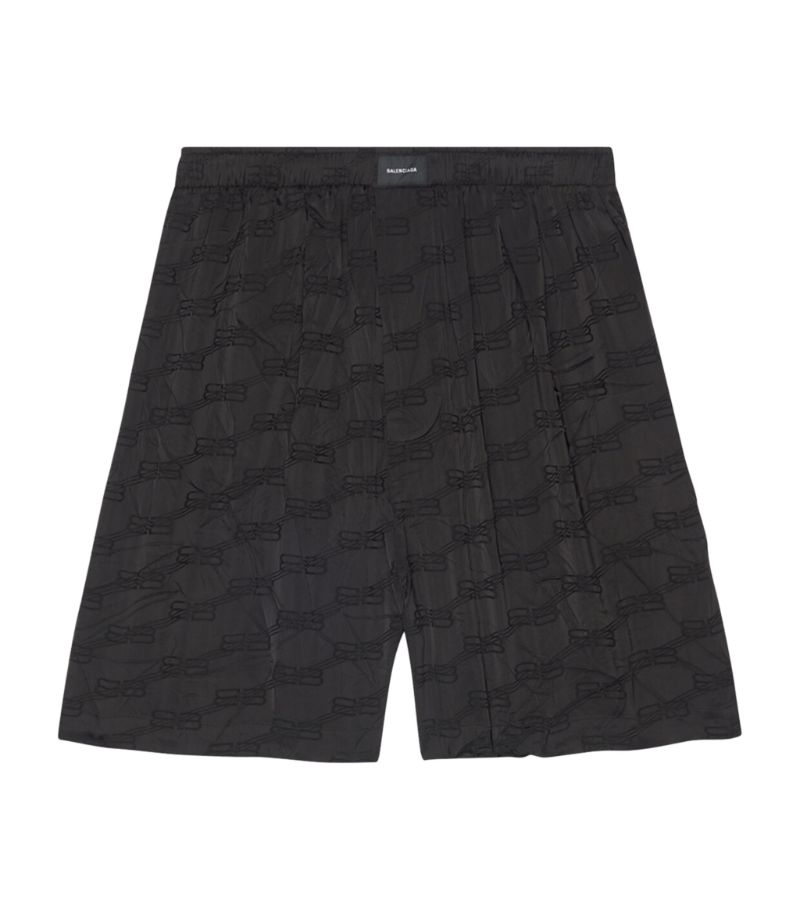 Balenciaga Balenciaga Creased Bb Logo Print Shorts