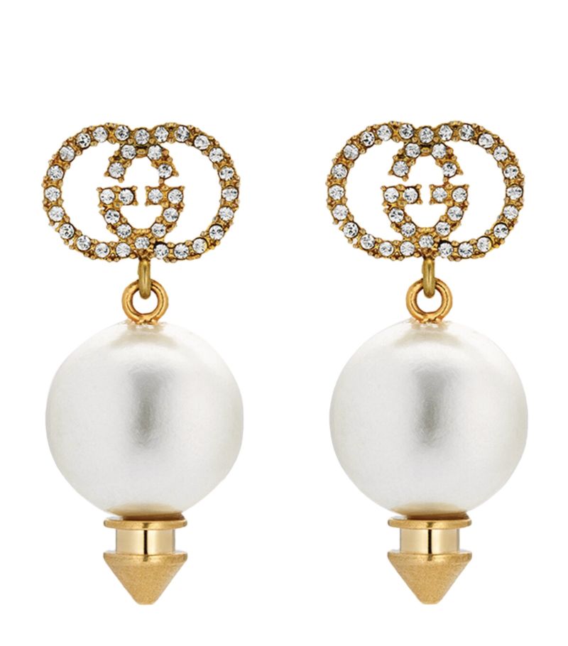 Gucci Gucci Faux Pearl Interlocking G Earrings