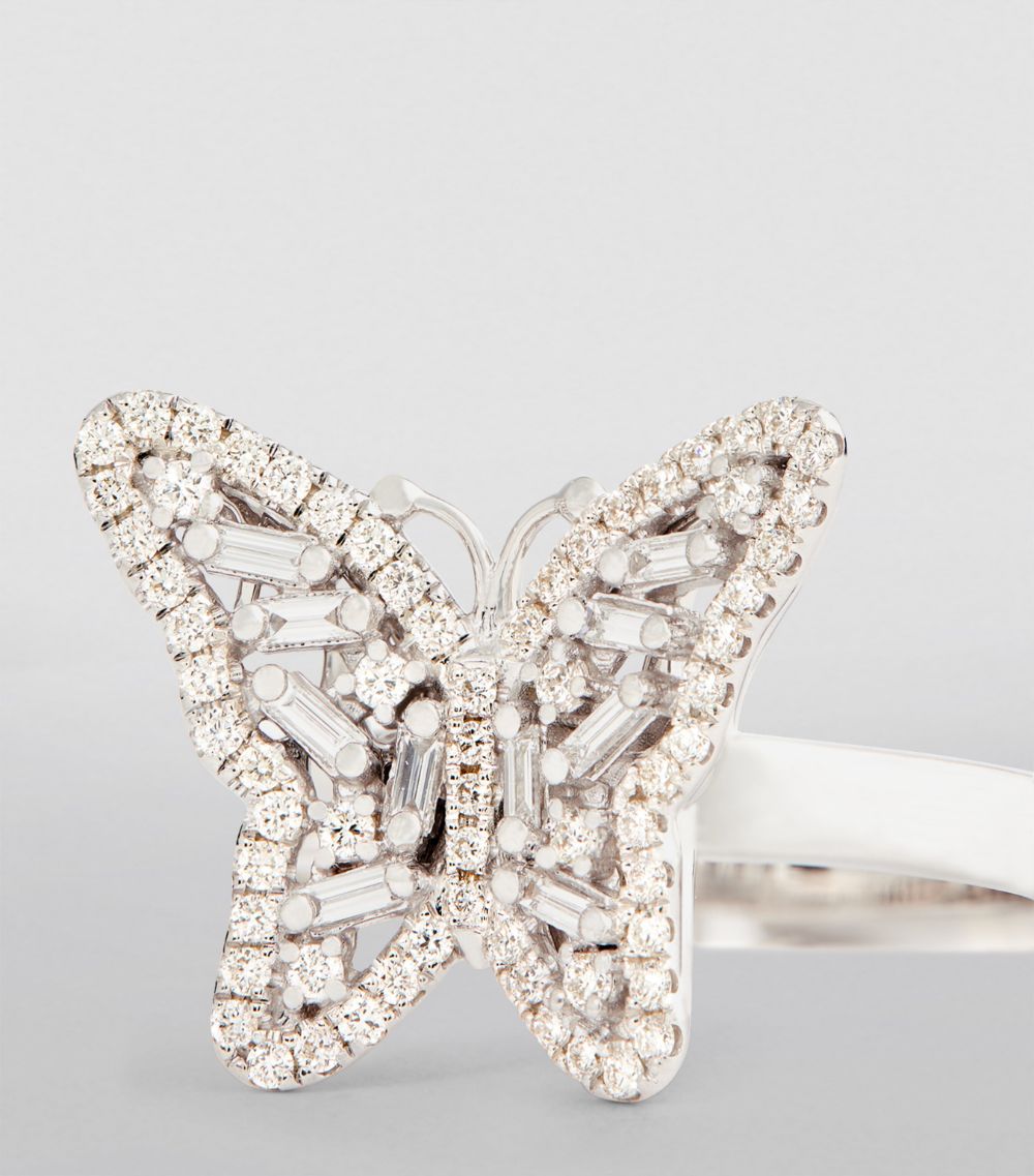 Suzanne Kalan Suzanne Kalan White Gold and Diamond Fireworks Butterfly Ring (Size 6)